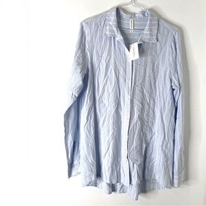 Mia & Tess Blue White Stripe Button Blouse NWT